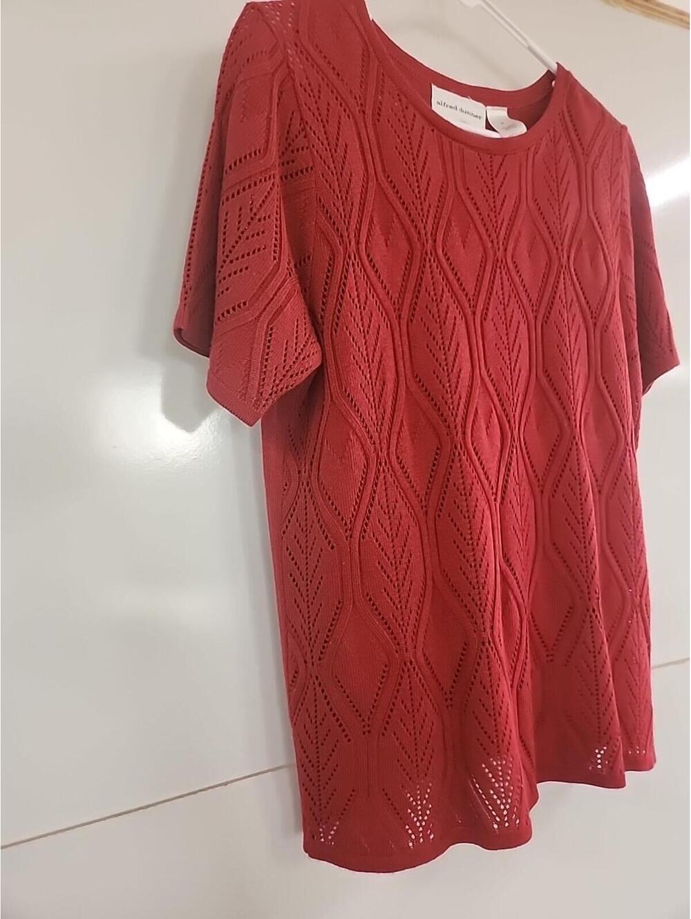 Women's Alfred Dunner Short Sleeve Sweater Size Small S Red - Picture 7 of 10